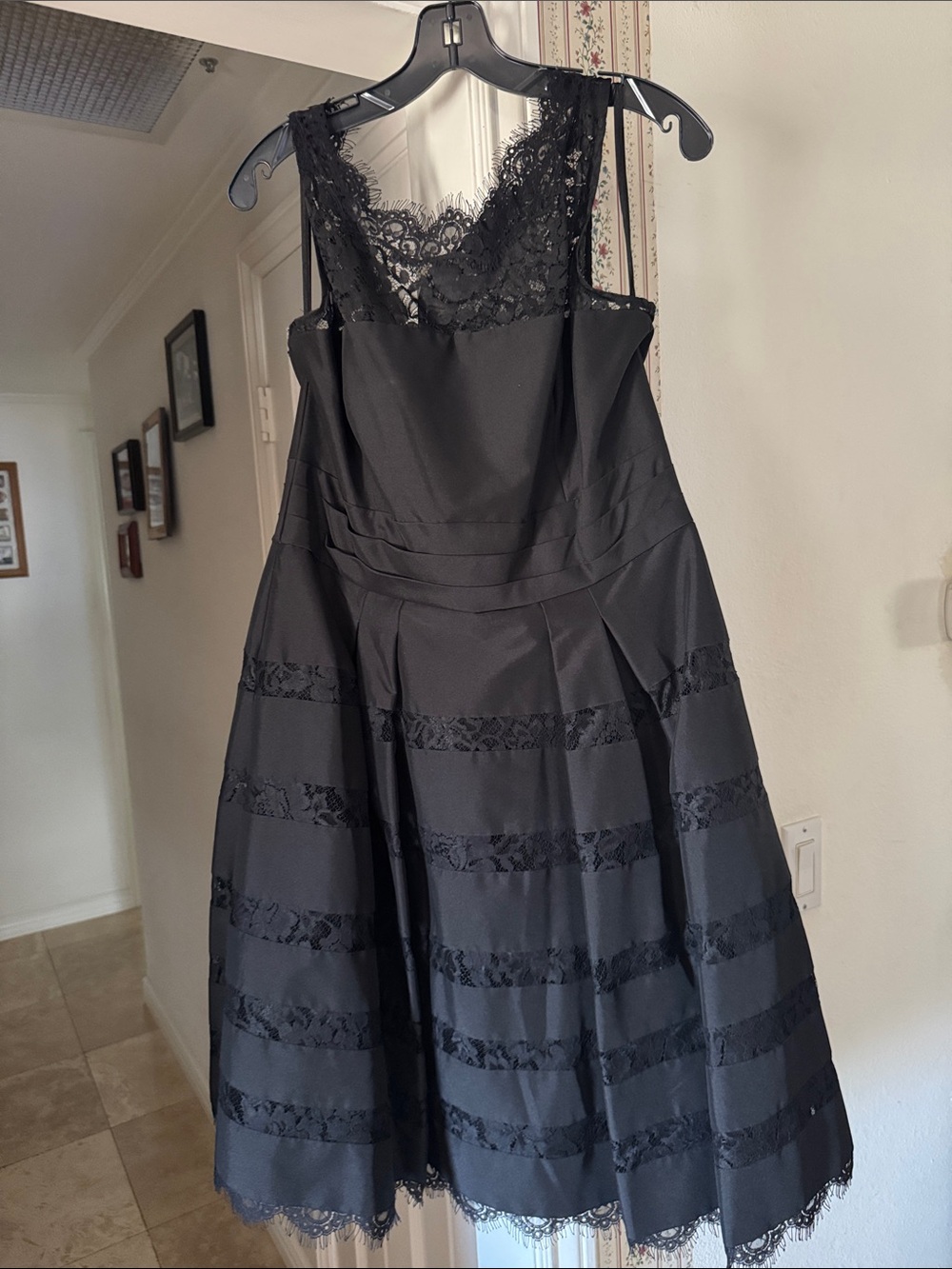 White House Black Market Black Lace-Trim Midi Dress